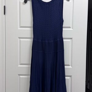 BCBGMaxAzria Navy Textured Midi Dress